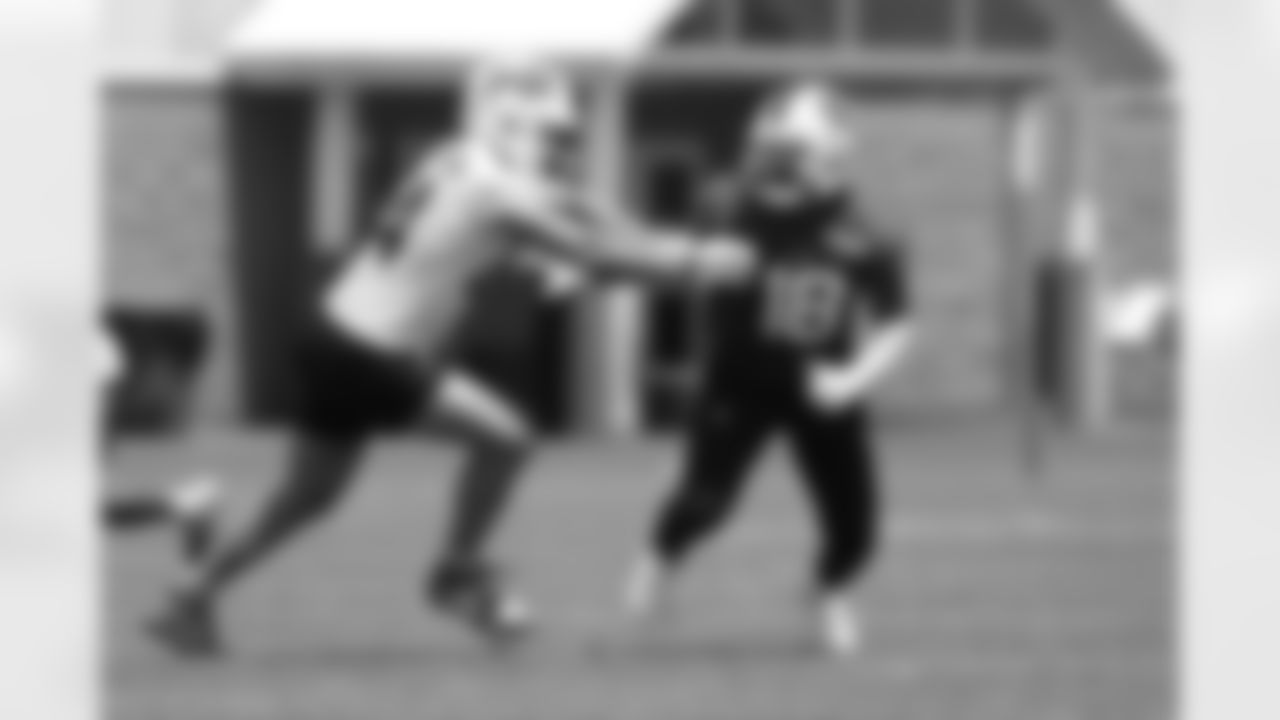 Joe Andreessen (44), Elijah Moore (18). Buffalo Bills Mandatory Minicamp, June 10, 2025 at the Buffalo Bills Training Center.