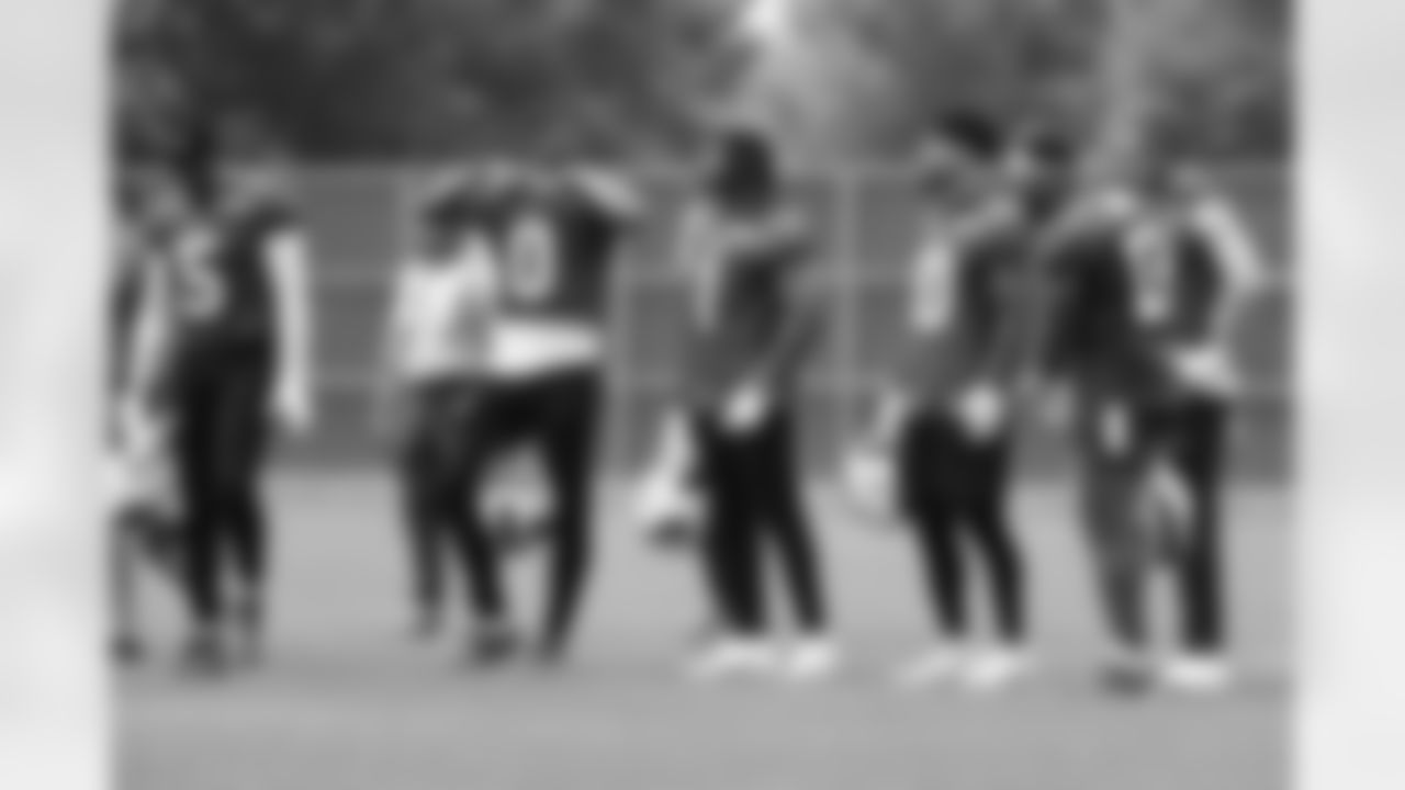 Joshua Palmer (5), Keon Coleman (0), Curtis Samuel (1), Khalil Shakir (10), Jalen Virgil (13), Stephen Gosnell (89). Buffalo Bills Mandatory Minicamp, June 12, 2025 at the Buffalo Bills Training Center.