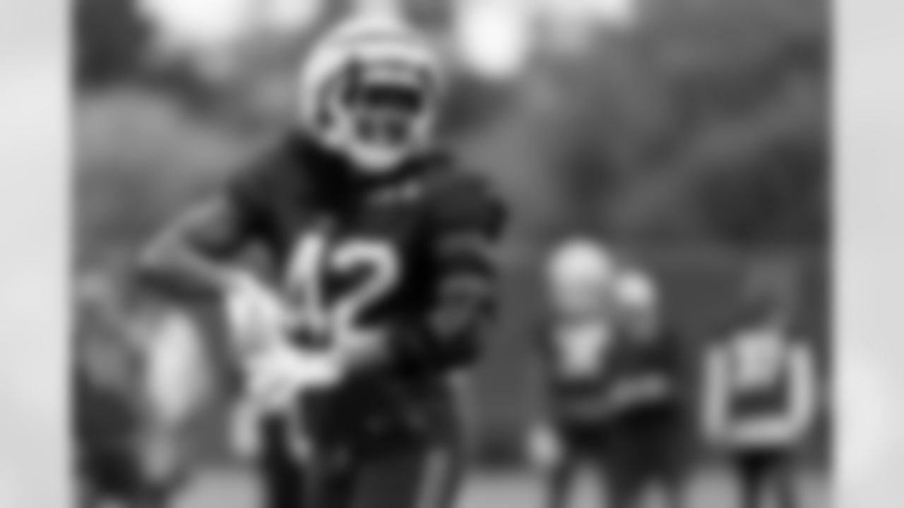 Dorian Williams (42). Buffalo Bills Training Camp, August 19, 2025 at Buffalo Bills Training Facility.