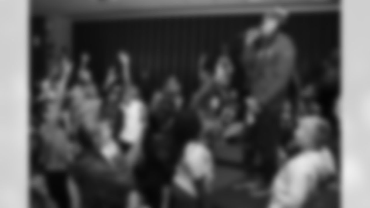 Billy Buffalo, DJ Milk, DJ Yes and Highmark host a Buffalo Bills pep rally for Heritage Heights Elementary students, November 14, 2025.