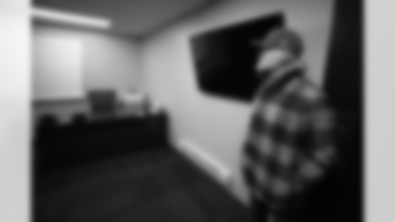 Buffalo Bills head coach Sean McDermott visits his game-day office as he takes a long look around Highmark Stadium, January 03, 2026.