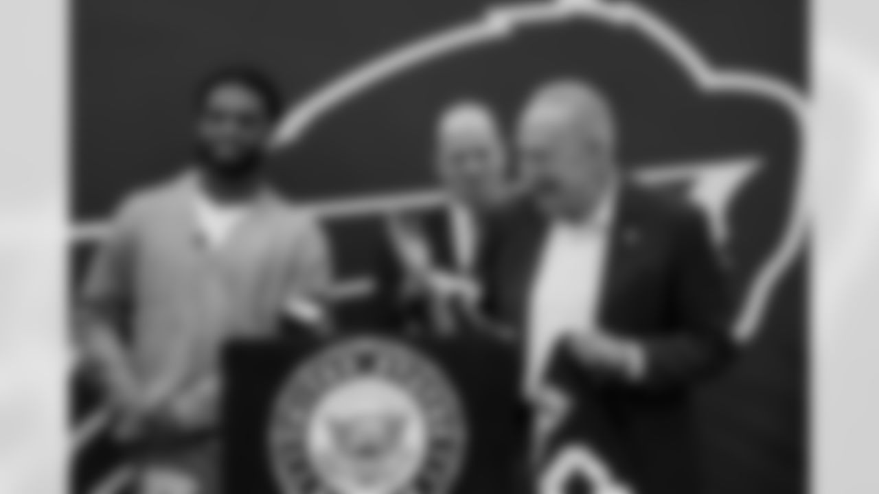 Damar Hamlin and U.S. Senate Majority Leader Chuck Schumer announce the HEARTS Act, December 09, 2024 at Cheektowaga Central High School.