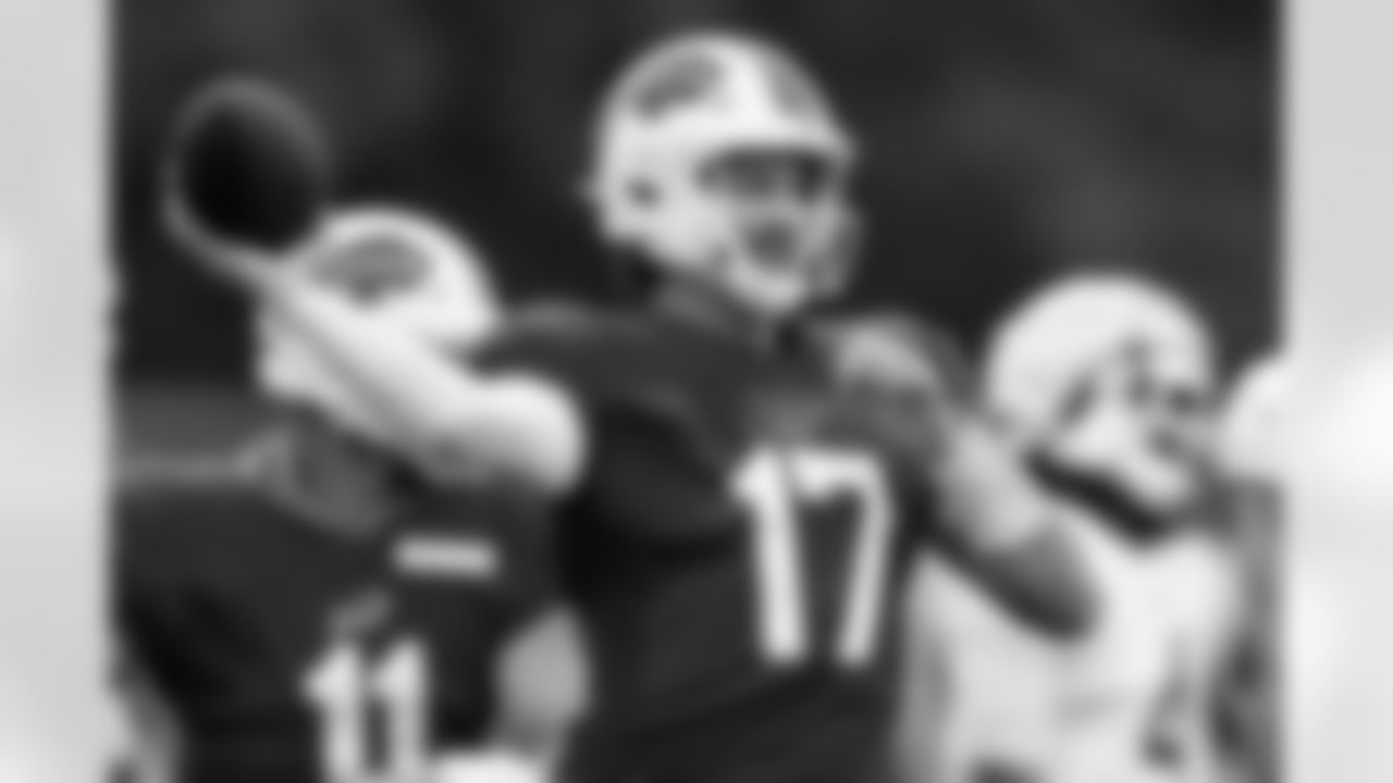 Josh Allen (17). Buffalo Bills Training Camp, August 20, 2025 at Buffalo Bills Training Facility.