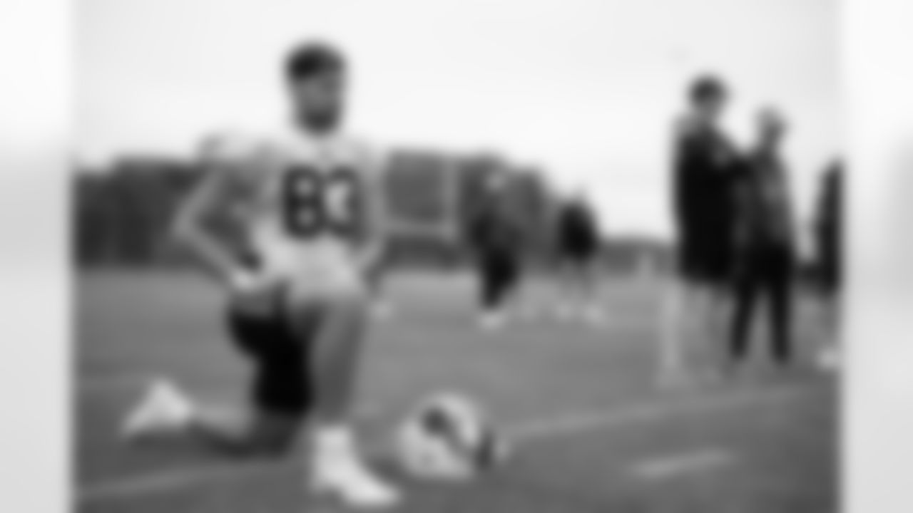 Keleki Latu (83). Buffalo Bills Training Camp, August 20, 2025 at Buffalo Bills Training Facility.