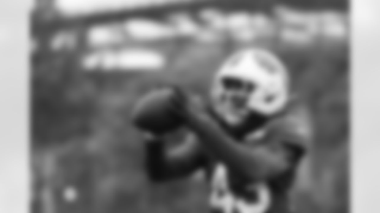 Dorian Strong (43). Buffalo Bills Training Camp, August 20, 2025 at Buffalo Bills Training Facility.