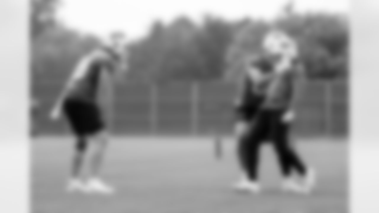 Curtis Samuel (1), Dawson Knox (88), Dalton Kincaid (86). Buffalo Bills Mandatory Minicamp, June 12, 2025 at the Buffalo Bills Training Center.