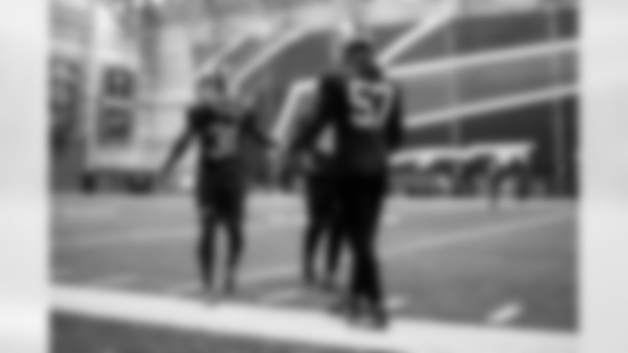 Maxwell Hairston (31), A.J. Epenesa (57). Buffalo Bills Week 16 Practice, December 18, 2025 at Buffalo Bills Training Center.