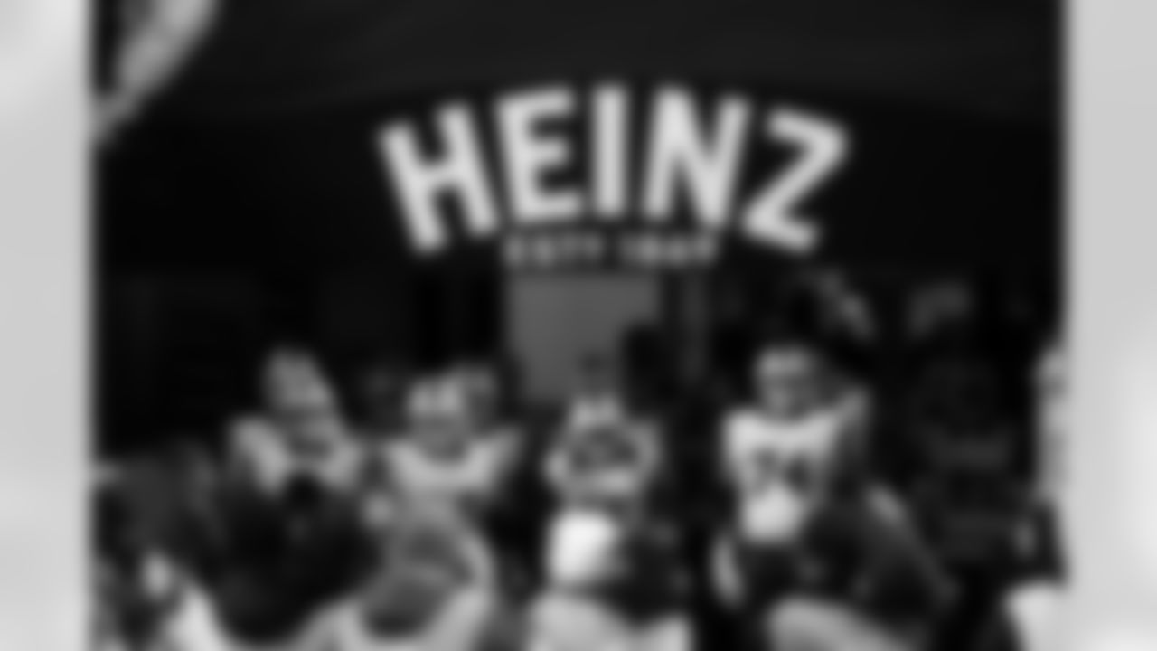 Ryan Van Demark (74), Connor McGovern (66), Shaq Thompson (45). Pittsburgh Steelers vs Buffalo Bills, Regular Season, November 30, 2025 at Acrisure Stadium.