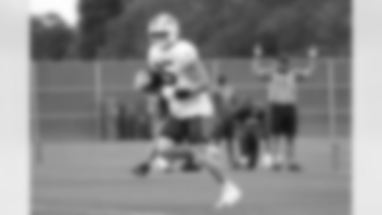 Jackson Hawes (85). Buffalo Bills Training Camp, August 13, 2025 at Buffalo Bills Training Facility.