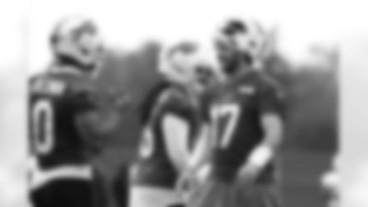 Keon Coleman (0), Josh Allen (17). Buffalo Bills Mandatory Minicamp, June 12, 2025 at the Buffalo Bills Training Center.