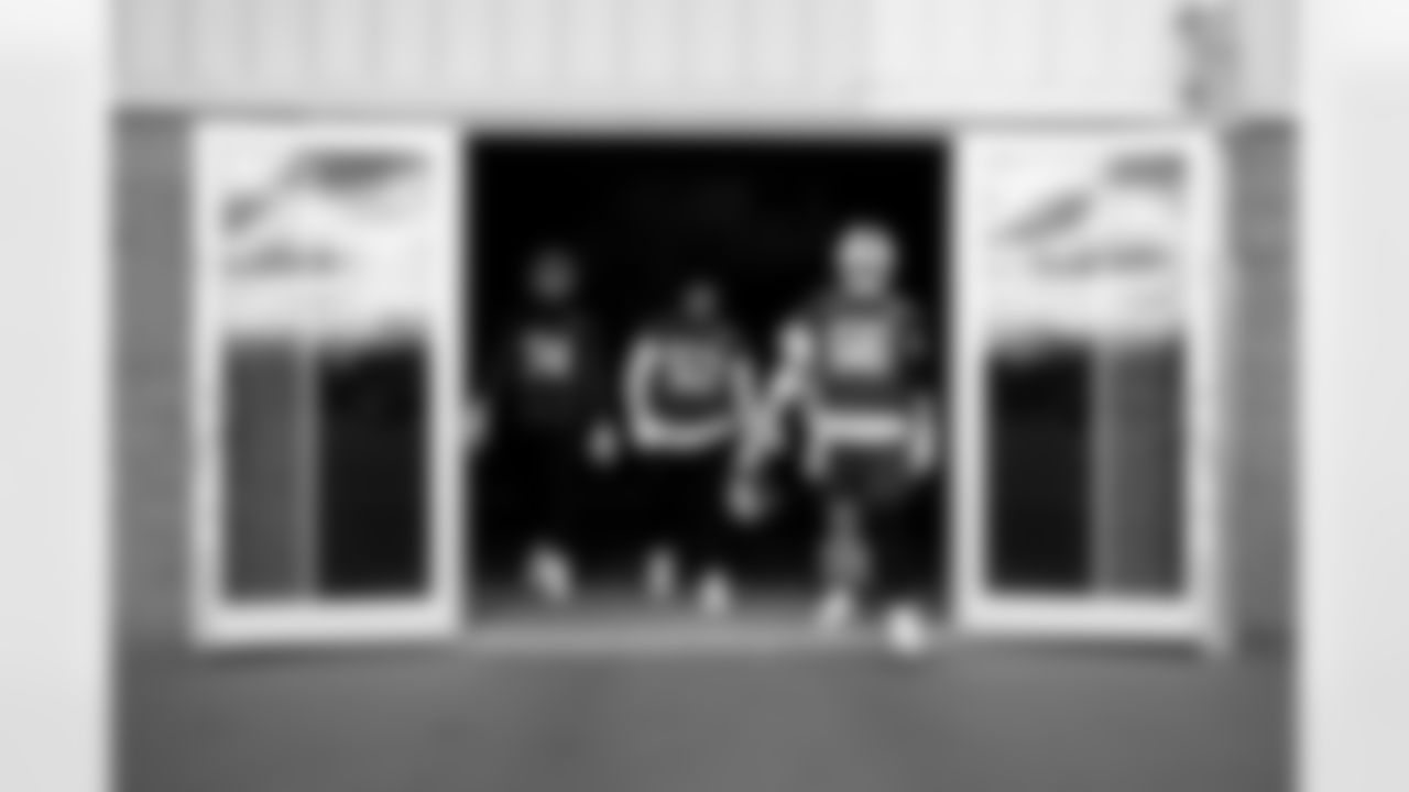 Connor McGovern (66), Ryan Van Demark (74), Kendrick Green (53). Buffalo Bills Week 10 Practice, November 06, 2025 at Buffalo Bills Training Center.