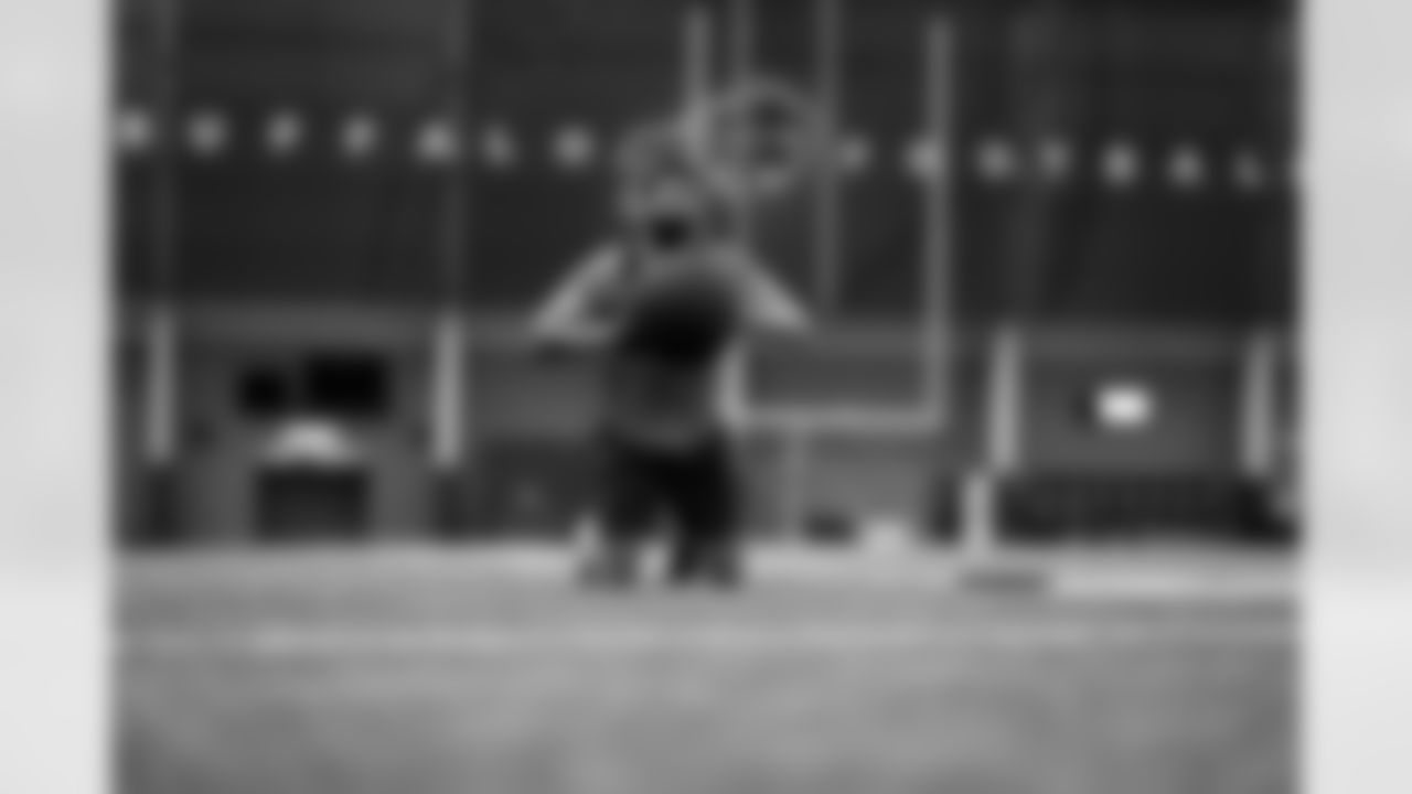A.J. Epenesa (57). Buffalo Bills players train during Phase Two of voluntary off-season workouts, May 14, 2025 at the Buffalo Bills Training Center.