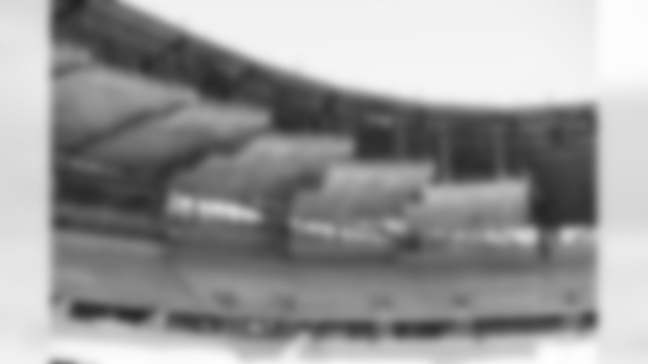 Temporary platforms for lighting installation. Buffalo Bills New Highmark Stadium Construction, June 23, 2025.