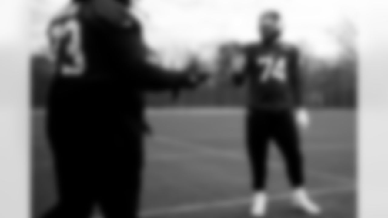 Ryan Van Demark (74). Buffalo Bills Week 10 Practice, November 06, 2025 at Buffalo Bills Training Center.