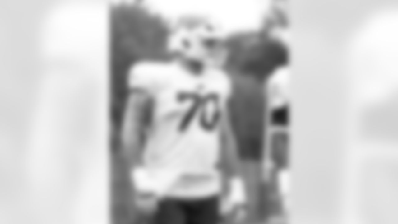 Alec Anderson (70). Buffalo Bills Training Camp, August 13, 2025 at Buffalo Bills Training Facility.