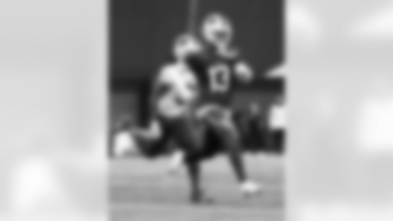 Gabe Davis (13), Maxwell Hairston (31). Buffalo Bills Week 9 Practice, October 30, 2025 at the Buffalo Bills Training Center.