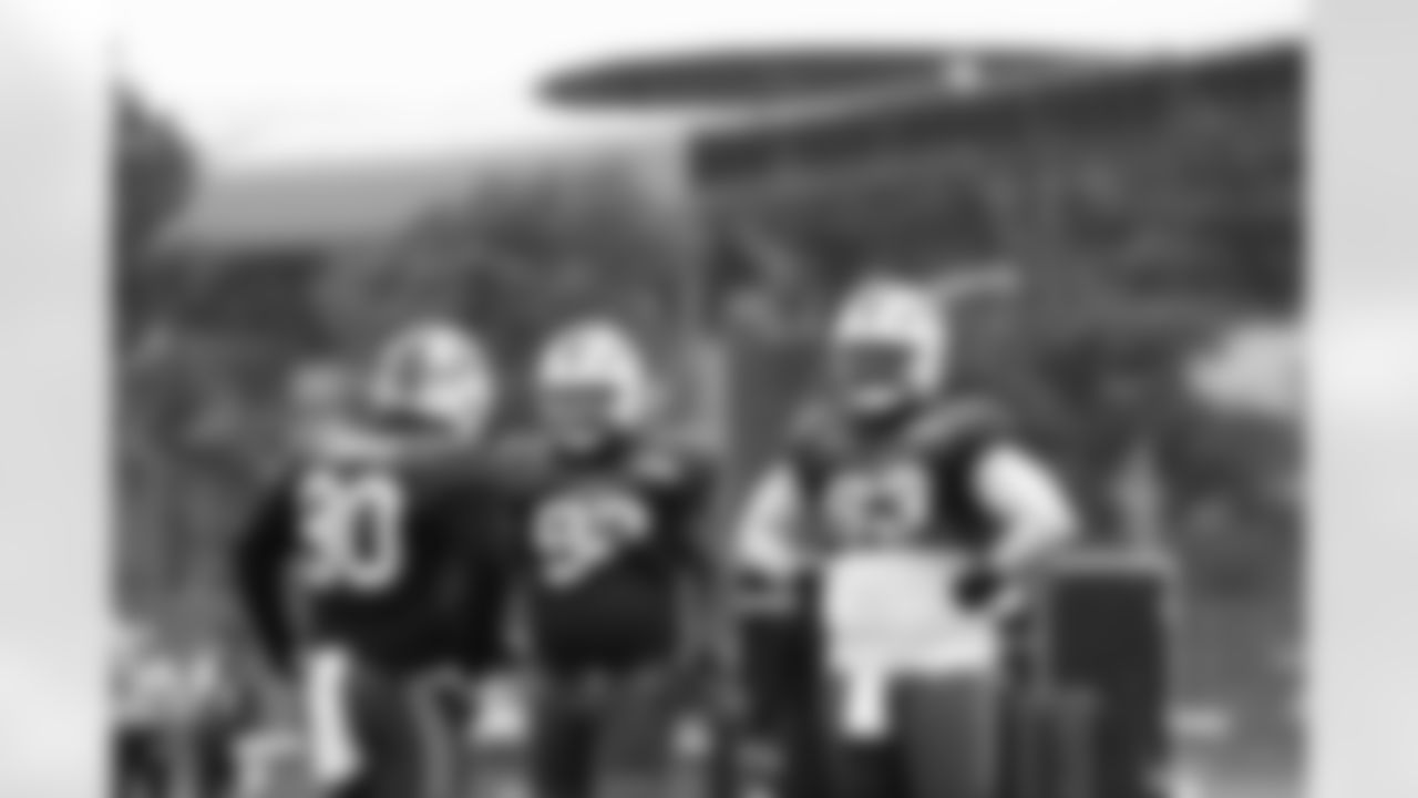 DeWayne Carter (90), DaQuan Jones (92), Zion Logue (93). Buffalo Bills Training Camp, August 20, 2025 at Buffalo Bills Training Facility.