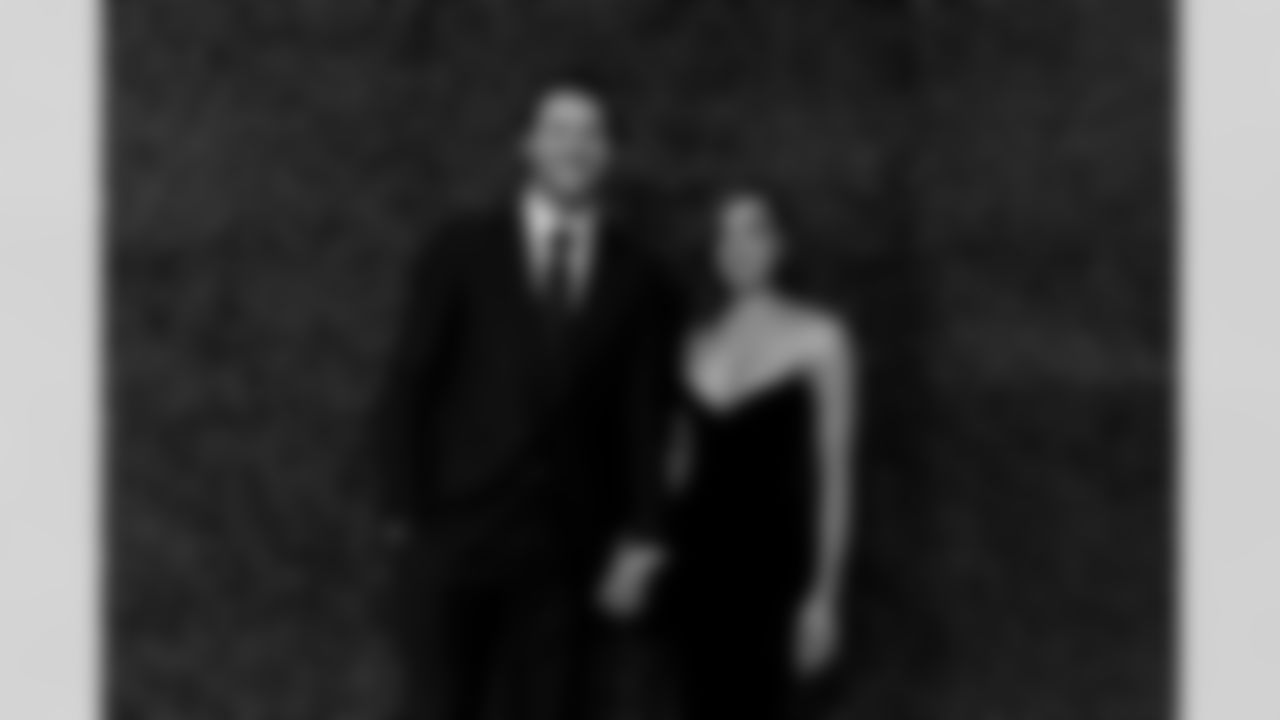 Buffalo Bills quarterback Josh Allen (17) and Hailee Steinfeld pose for a photo on the red carpet before the NFL Honors award show ahead of the Super Bowl 59 football game, Thursday, Feb. 6, 2025, in New Orleans. (Michael Owens via AP)