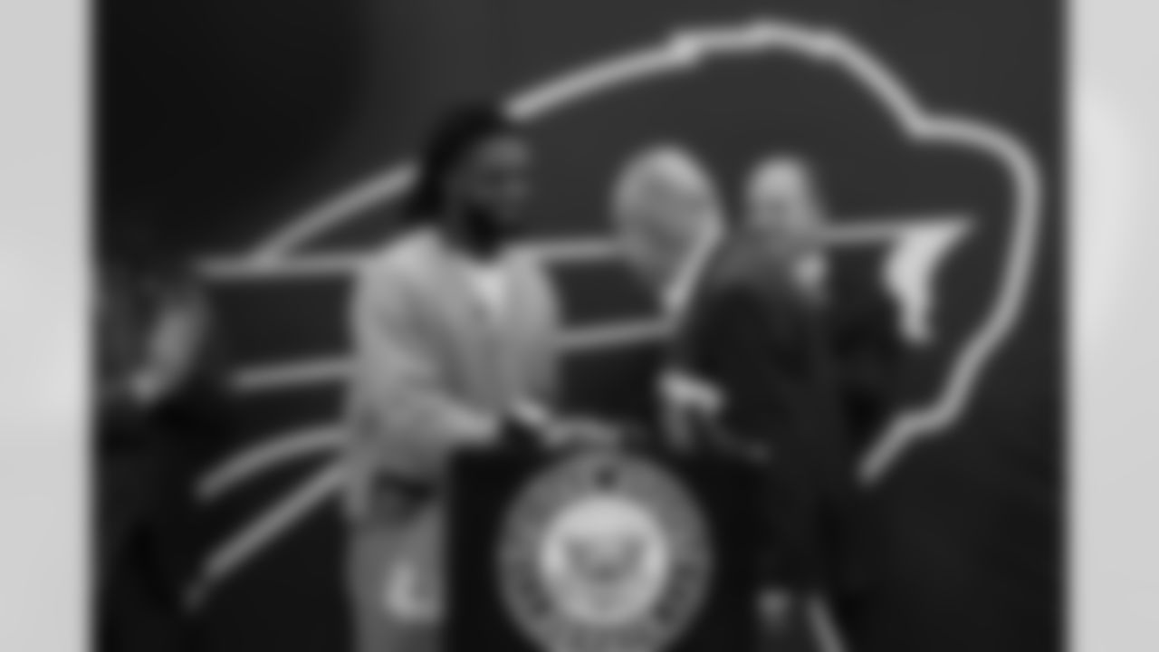 Damar Hamlin and U.S. Senate Majority Leader Chuck Schumer announce the HEARTS Act, December 09, 2024 at Cheektowaga Central High School.