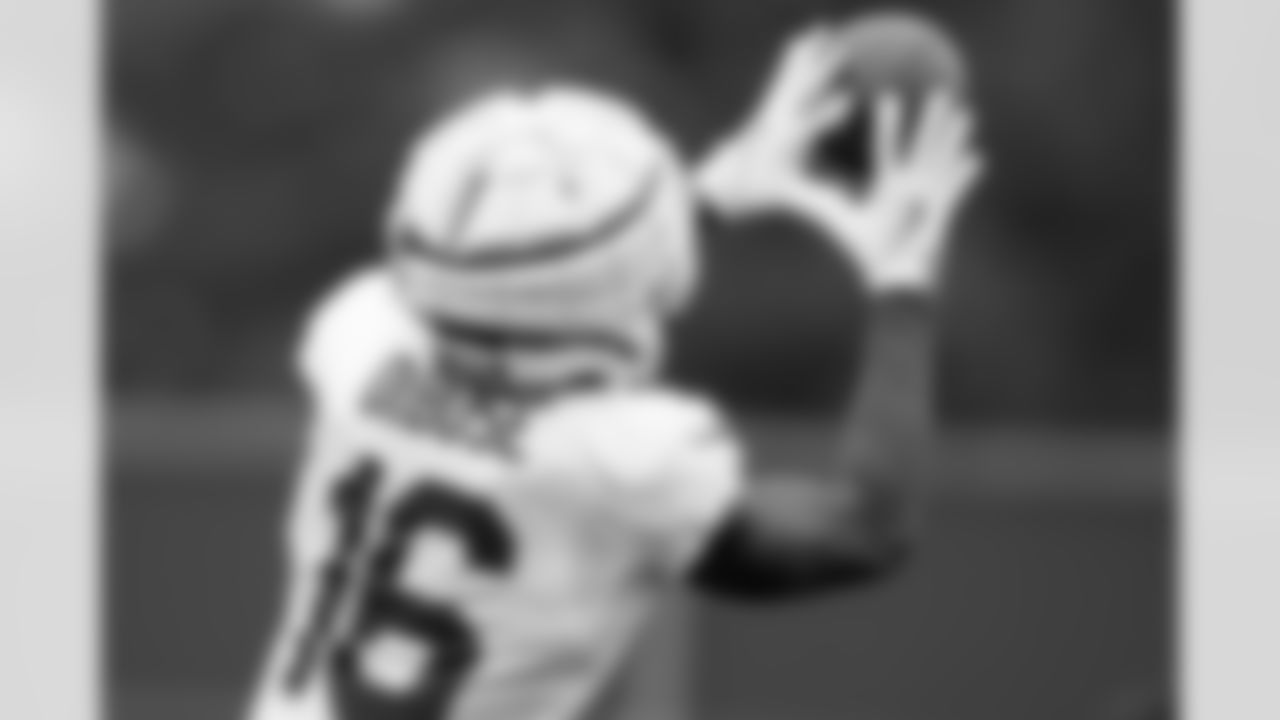 Grant DuBose (16). Buffalo Bills Training Camp, August 20, 2025 at Buffalo Bills Training Facility.