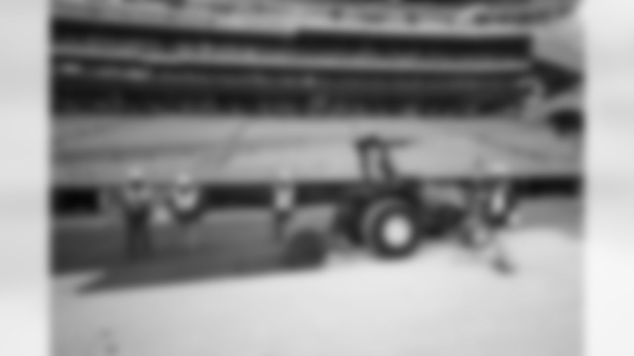 Crews lay the first sod at New Highmark Stadium, October 07, 2025.
