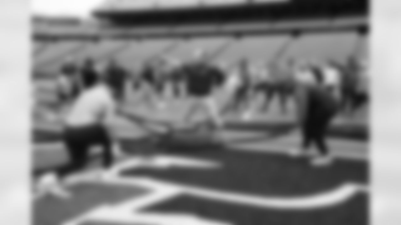 Kendrick Green, Will Greenberg, DeWayne Carter. Buffalo Bills players compete in a four-way tug of war during Phase Two of voluntary off-season workouts, May 19, 2025 at Highmark Stadium.