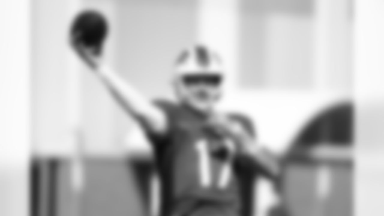 Josh Allen (17). Buffalo Bills Training Camp, August 27, 2025 at Buffalo Bills Training Facility.