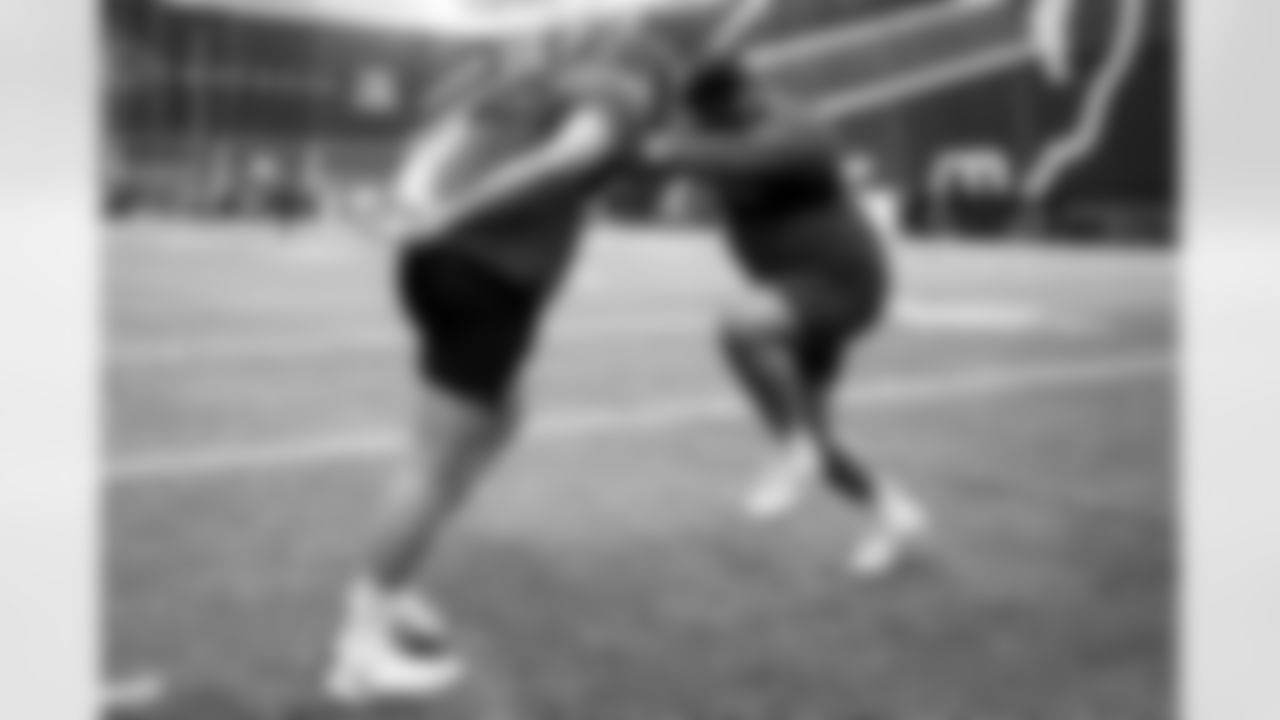 Travis Clayton (67). Buffalo Bills players work out during Phase One of voluntary off-season workouts, April 24, 2025 at the Buffalo Bills Training Center.