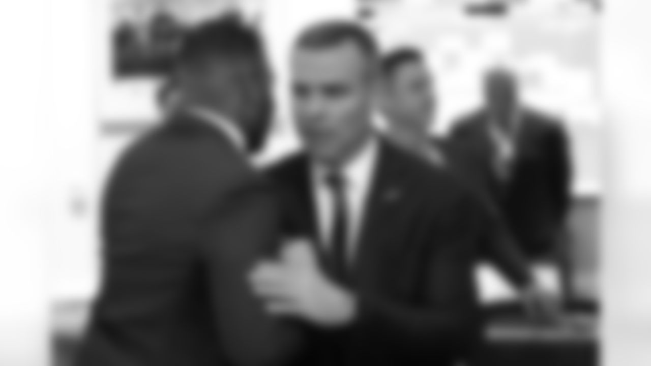 Brandon Beane, Terrance Gray. Scenes from the Buffalo Bills draft room during Round 1 of the 2025 NFL Draft at the Buffalo Bills Training Center on April 24, 2025.
