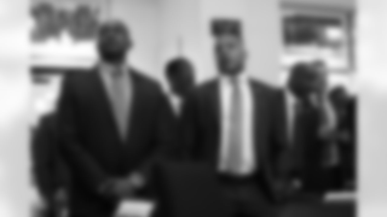 Malik Boyd, Terrance Gray. Scenes from the Buffalo Bills draft room during Round 1 of the 2025 NFL Draft at the Buffalo Bills Training Center on April 24, 2025.