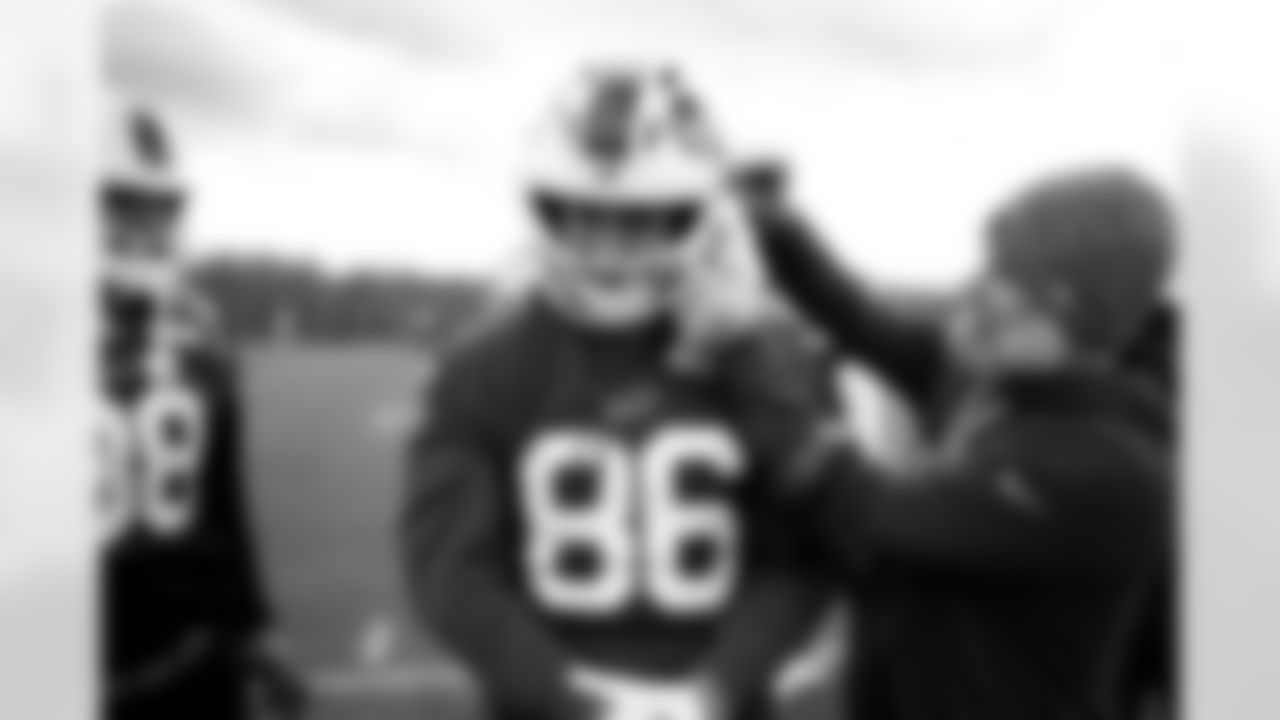 Dalton Kincaid (86), Rob Boras. Buffalo Bills Week 10 Practice, November 06, 2025 at Buffalo Bills Training Center.