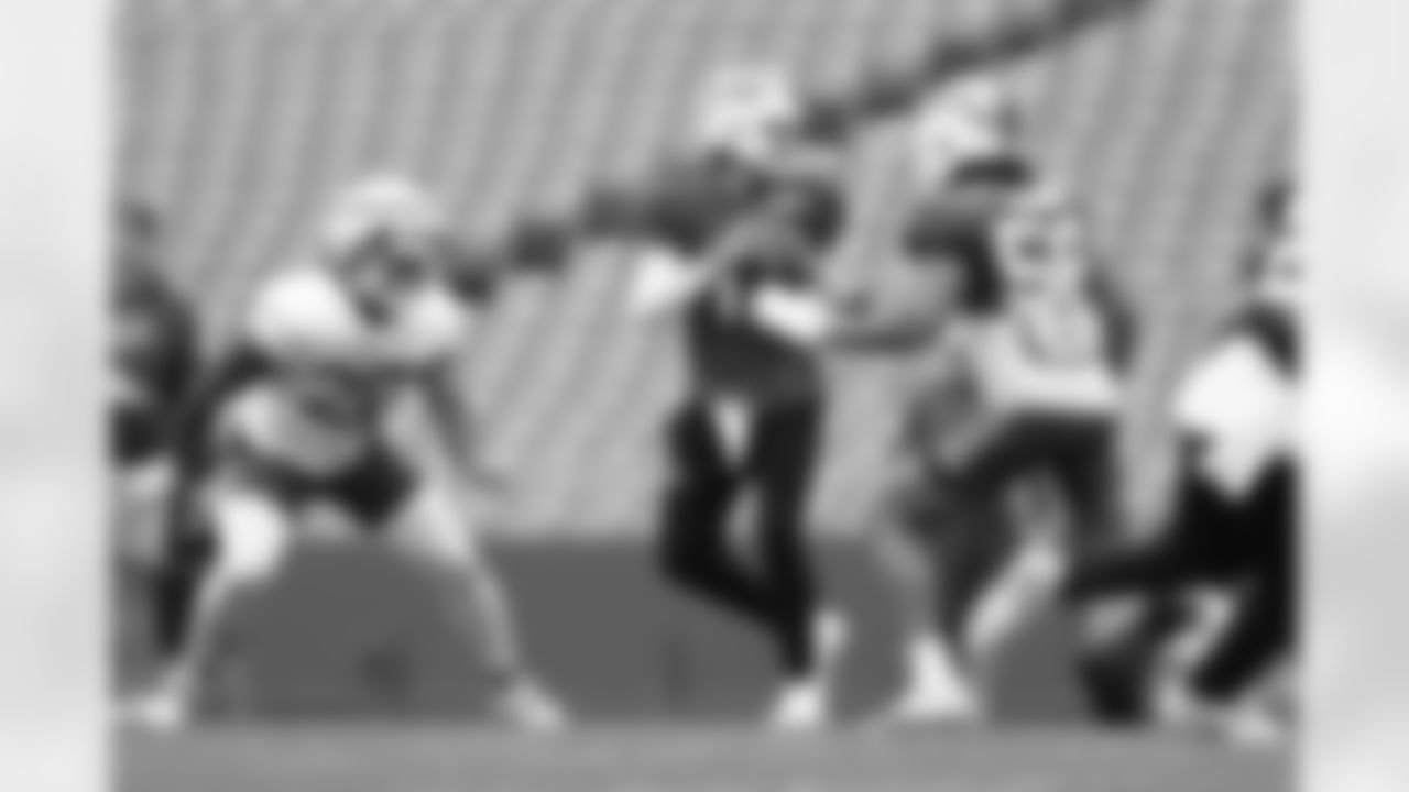 Josh Allen (17), Ty Johnson (26). Buffalo Bills Training Camp, August 21, 2025 at Buffalo Bills Training Facility.