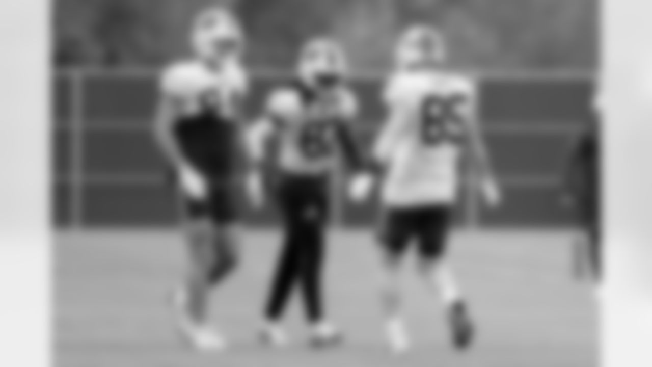 Kristian Wilkerson (82), Zach Davidson (84), Jackson Hawes (85). Buffalo Bills Training Camp, August 19, 2025 at Buffalo Bills Training Facility.