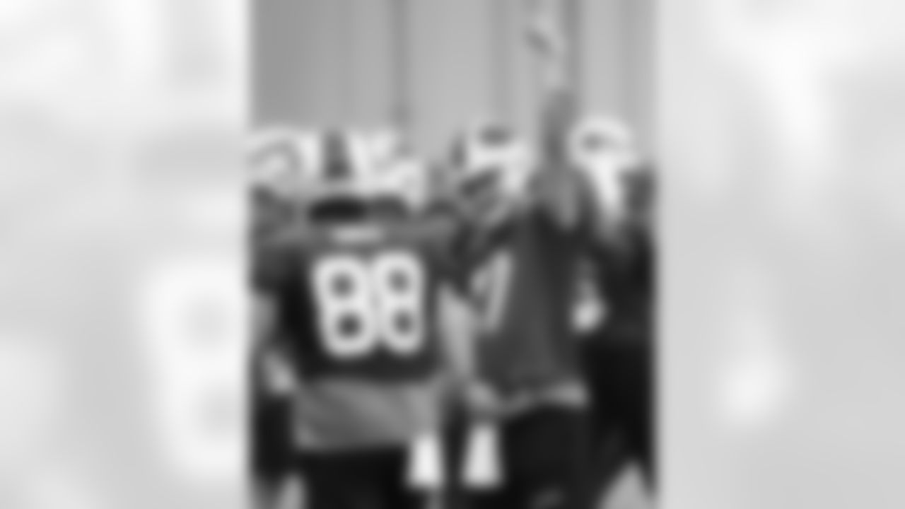 Josh Allen (17), Dawson Knox (88). Buffalo Bills Week 9 Practice, October 30, 2025 at the Buffalo Bills Training Center.