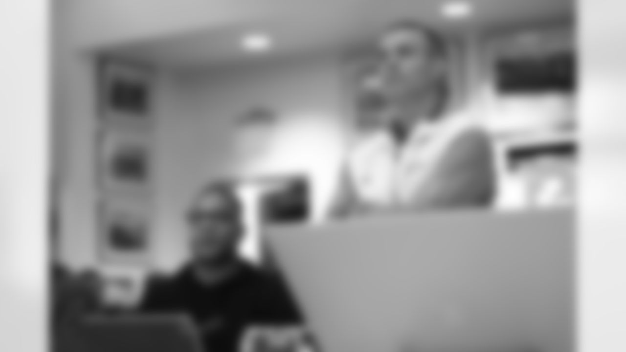 Terrance Gray, Brandon Beane. Scenes from the Buffalo Bills draft room during Rounds 4-7 of the 2025 NFL Draft at the Buffalo Bills Training Center on April 26, 2025.