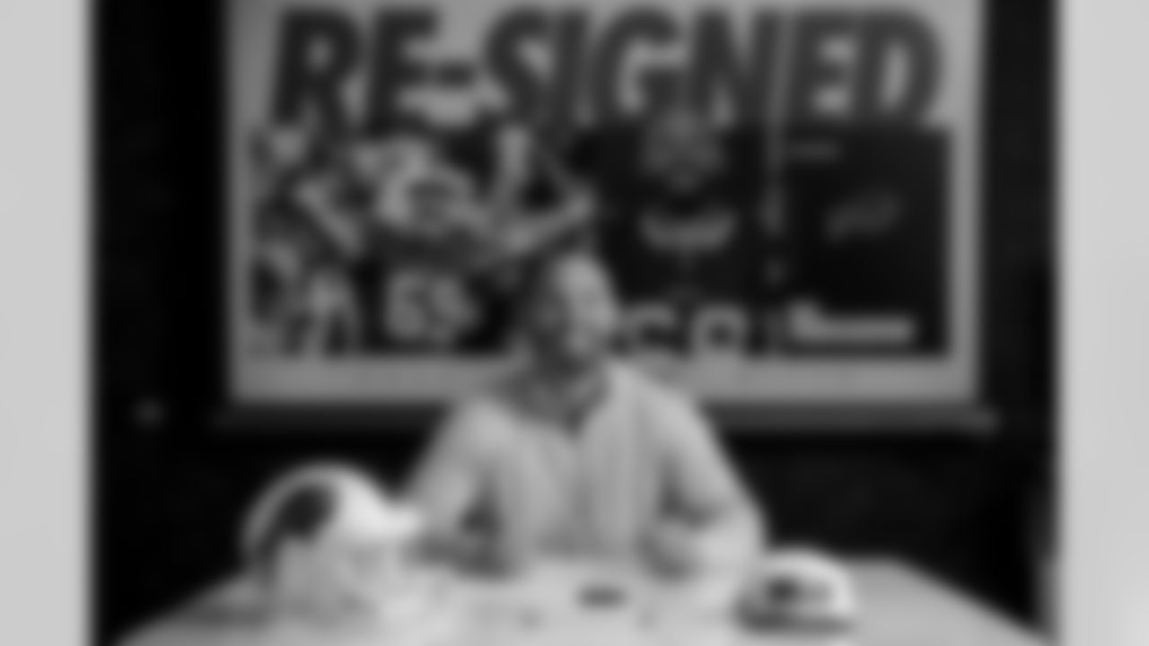 Reid Ferguson (69) signs his contract extension, March 08, 2025 at the One Bills Drive.
