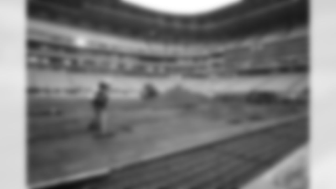 Crews lay the first sod at New Highmark Stadium, October 07, 2025.