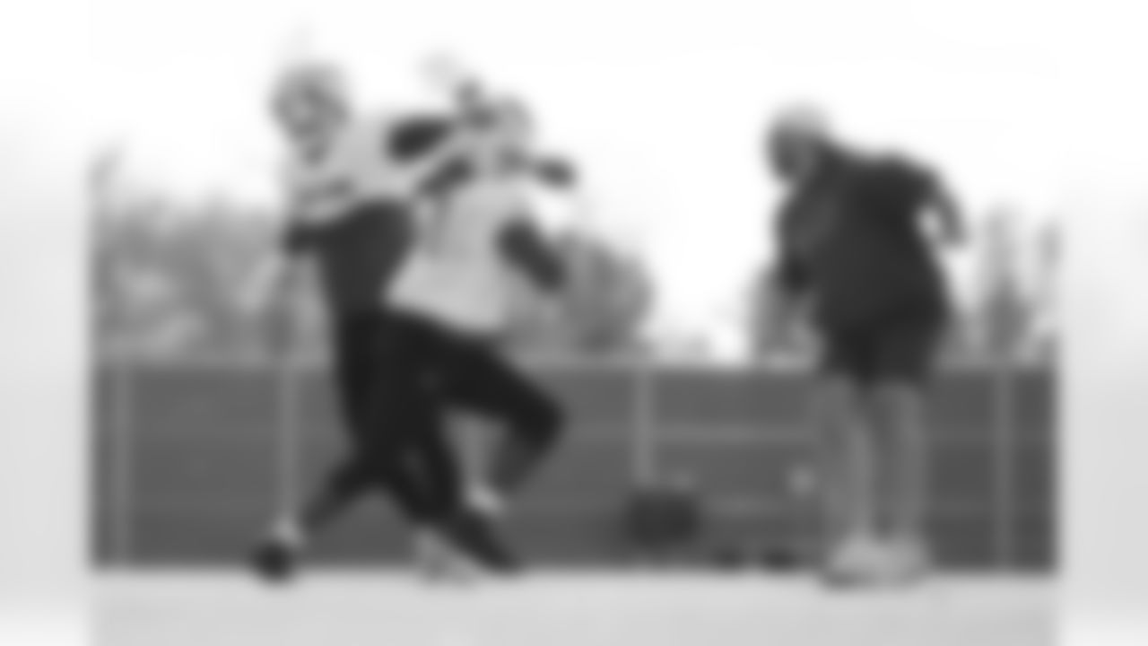 Jordan Phillips (52), Tommy Akingbesote (71), Jason Rebrovich. Buffalo Bills Week 9 Practice, October 29, 2025 at the Buffalo Bills Training Center.