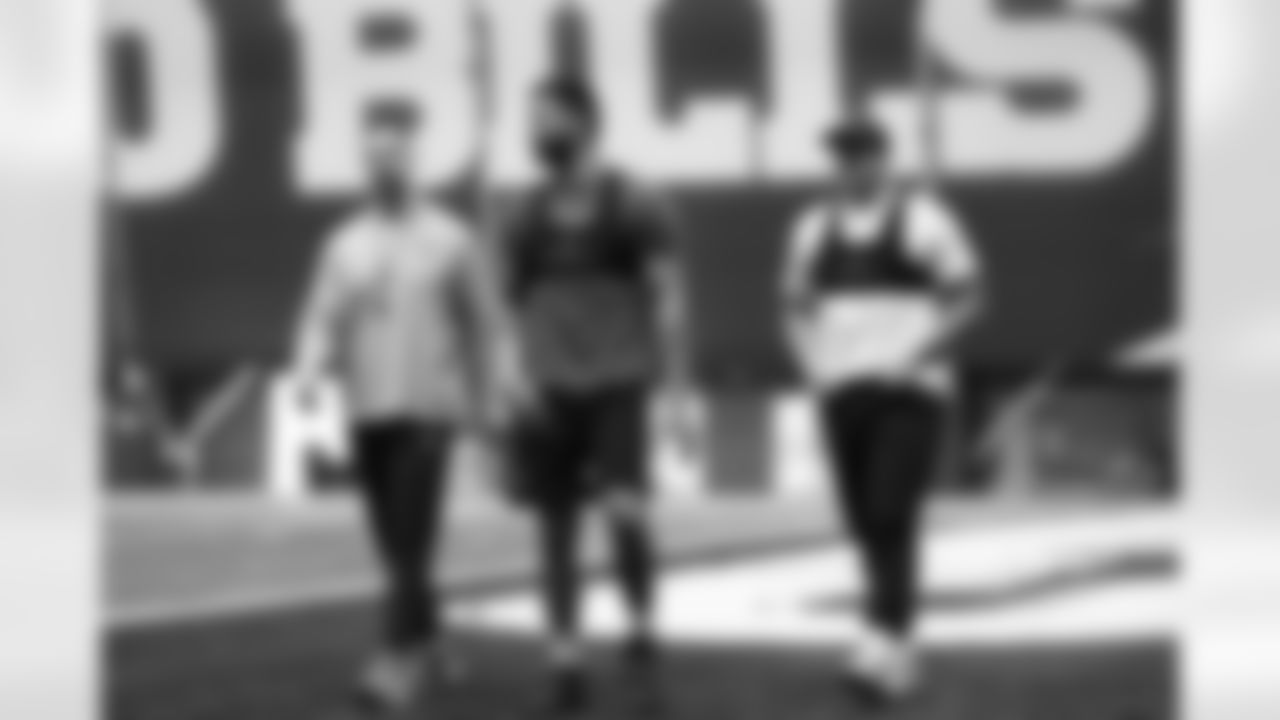Will Greenberg, A.J. Epenesa, Michael Hoecht. Buffalo Bills Phase One of voluntary off-season workouts, April 22, 2025 at the Buffalo Bills Training Center.