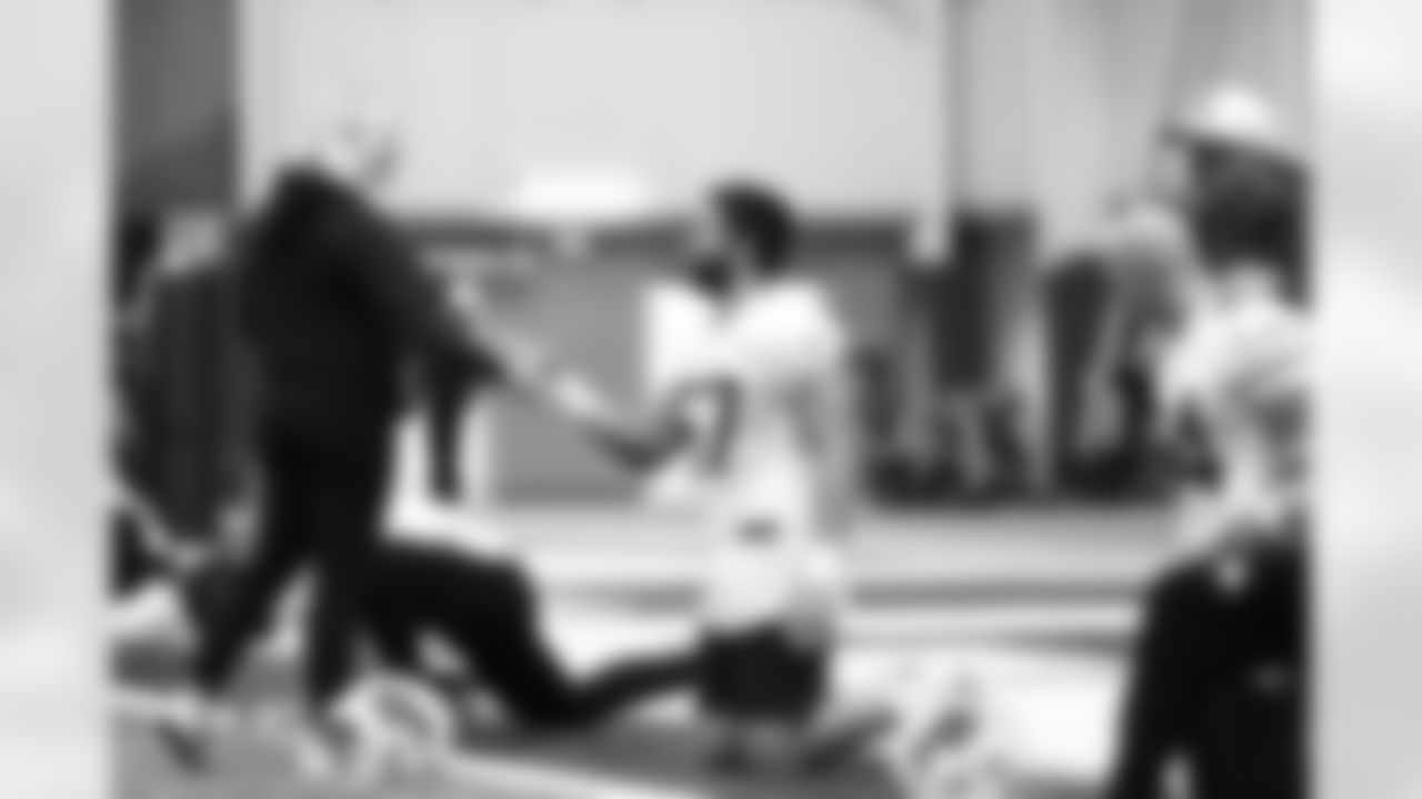 Emma Beanland, A.J. Epenesa (57). Buffalo Bills Week 9 Practice, October 30, 2025 at the Buffalo Bills Training Center.