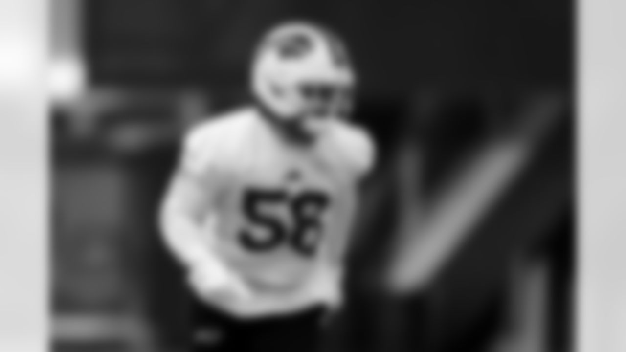 Matt Milano (58). Buffalo Bills Week 17 Practice, December 26, 2025 at Buffalo Bills Training Center.