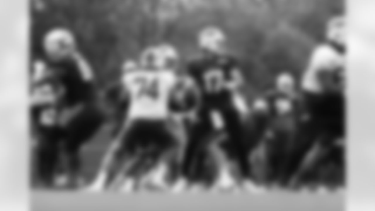 Josh Allen (17). Buffalo Bills Training Camp, August 13, 2025 at Buffalo Bills Training Facility.