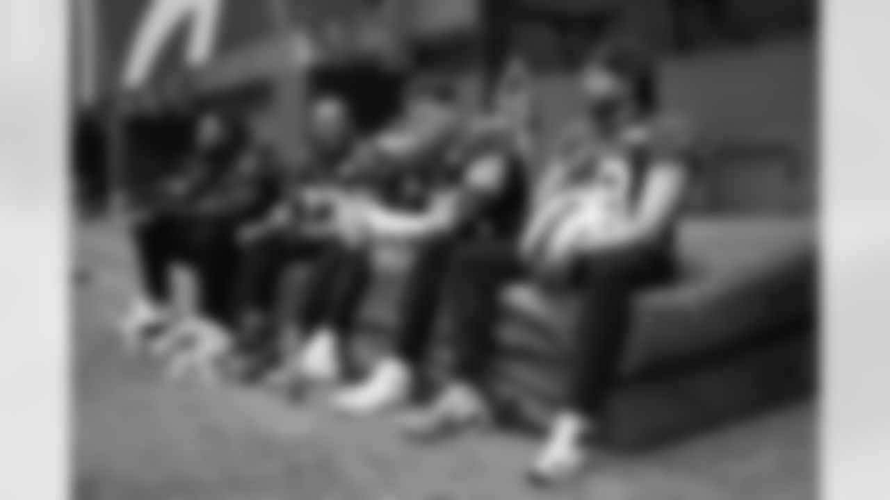 O'Cyrus Torrence (64), Dion Dawkins (73), Spencer Brown (79), Dawson Knox (88). Buffalo Bills Week 9 Practice, October 30, 2025 at the Buffalo Bills Training Center.