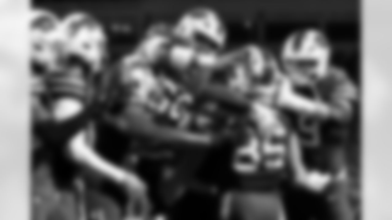 Connor McGovern (66), Jackson Hawes (85), Spencer Brown (79). Buffalo Bills vs Miami Dolphins, Regular Season, September 18, 2025 at Highmark Stadium.