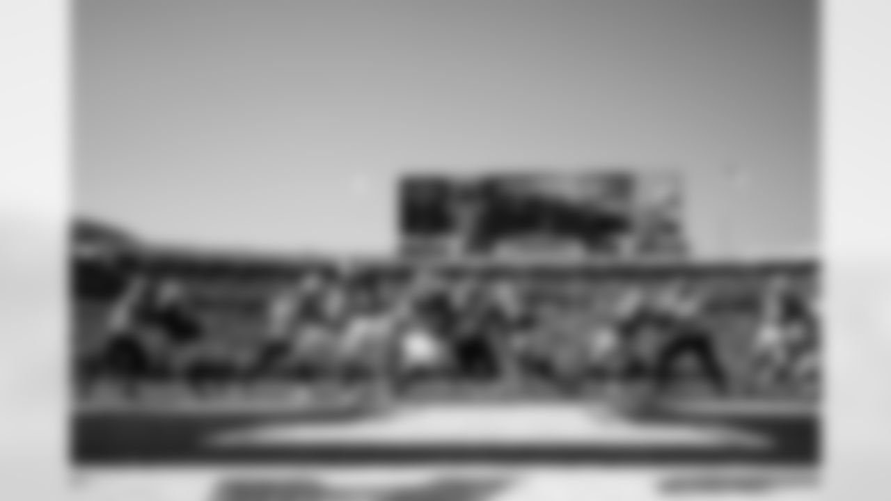 James Cook (4), David Edwards (76), Josh Allen (17), Ryan Van Demark (74), O'Cyrus Torrence (64), Dion Dawkins (73). Buffalo Bills vs New Orleans Saints, Regular Season, September 28, 2025 at Highmark Stadium.