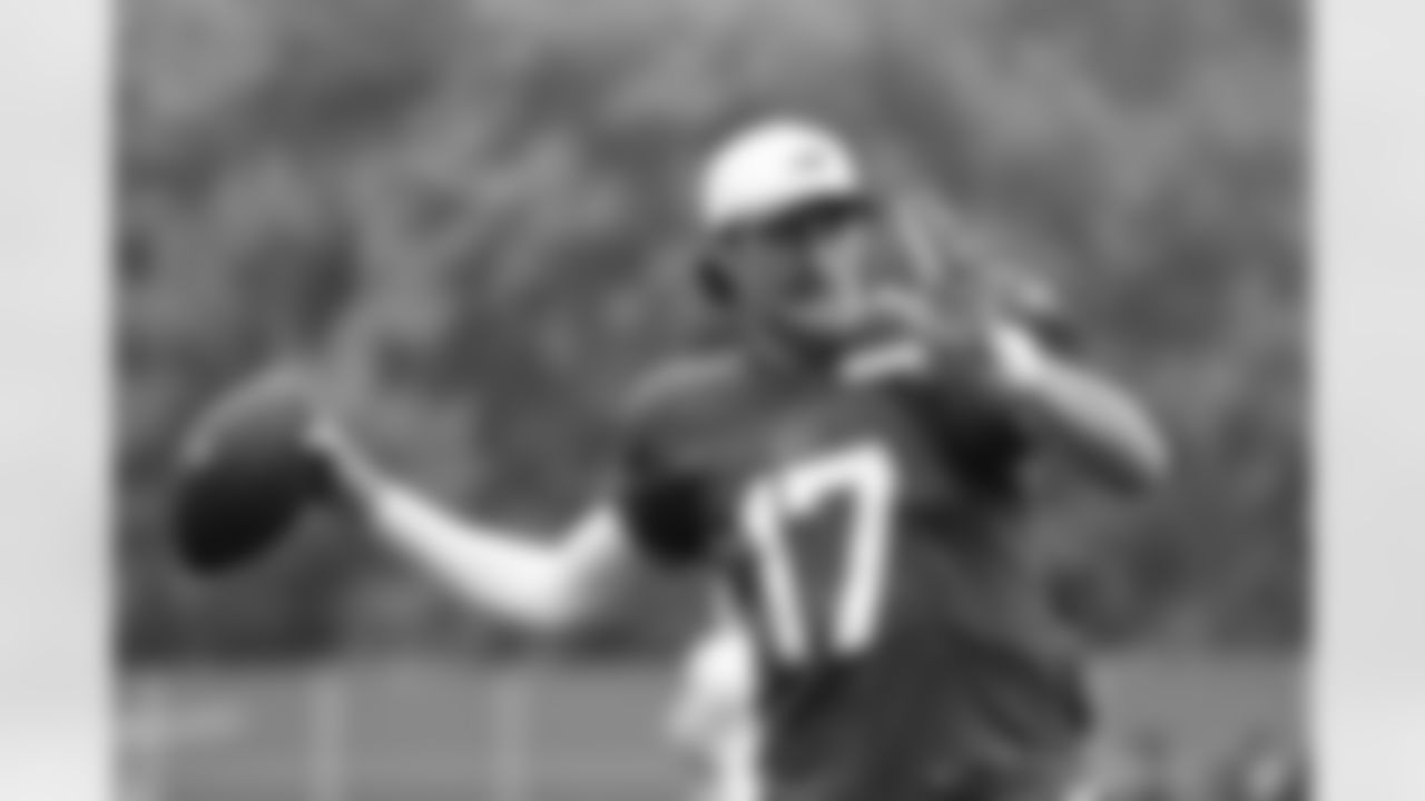 Josh Allen (17). Buffalo Bills Training Camp, August 20, 2025 at Buffalo Bills Training Facility.