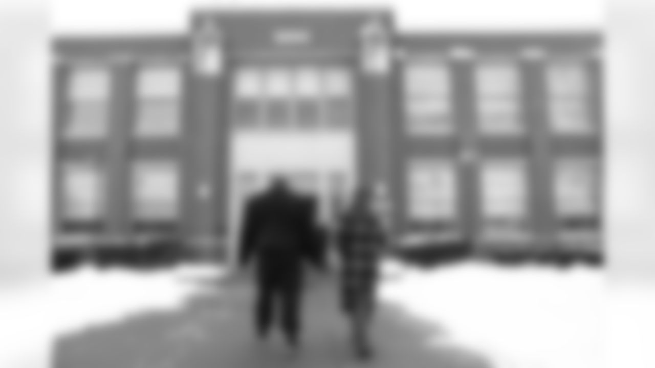 Dion Dawkins visits Harvey Austin School, December 16, 2025.