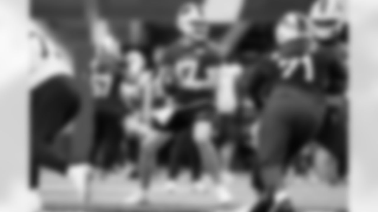 Josh Allen (17). Buffalo Bills Week 16 Practice, December 18, 2025 at Buffalo Bills Training Center.