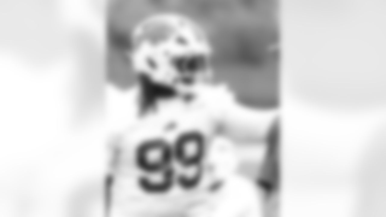 Larry Ogunjobi (99). Buffalo Bills OTA workouts, May 27, 2025 at the Buffalo Bills Training Center.