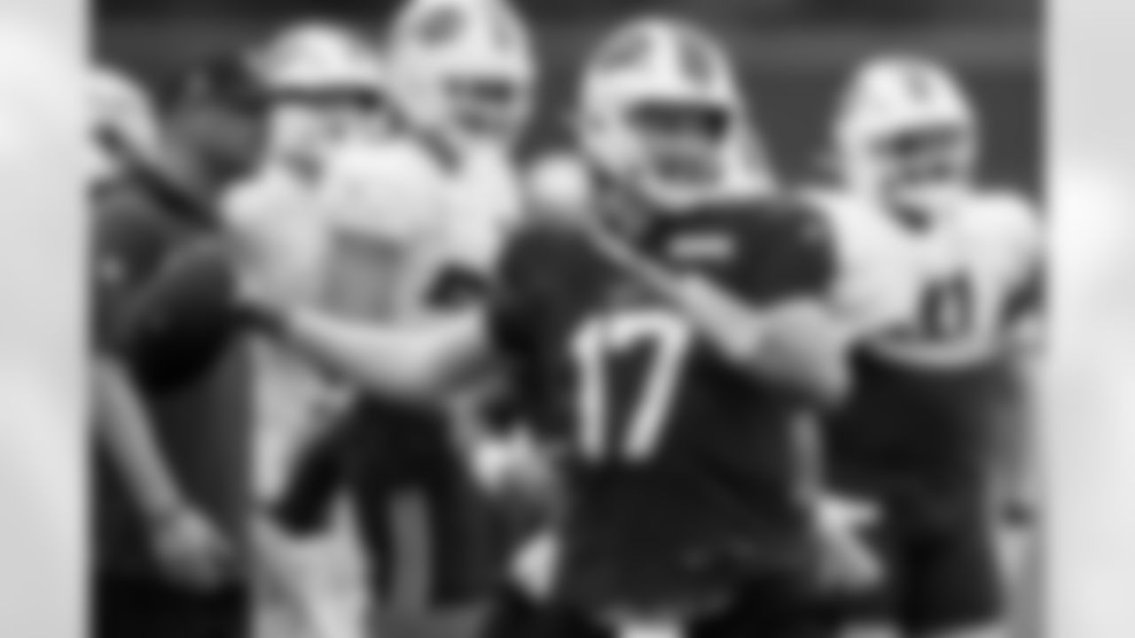 Josh Allen (17). Buffalo Bills Training Camp, August 20, 2025 at Buffalo Bills Training Facility.